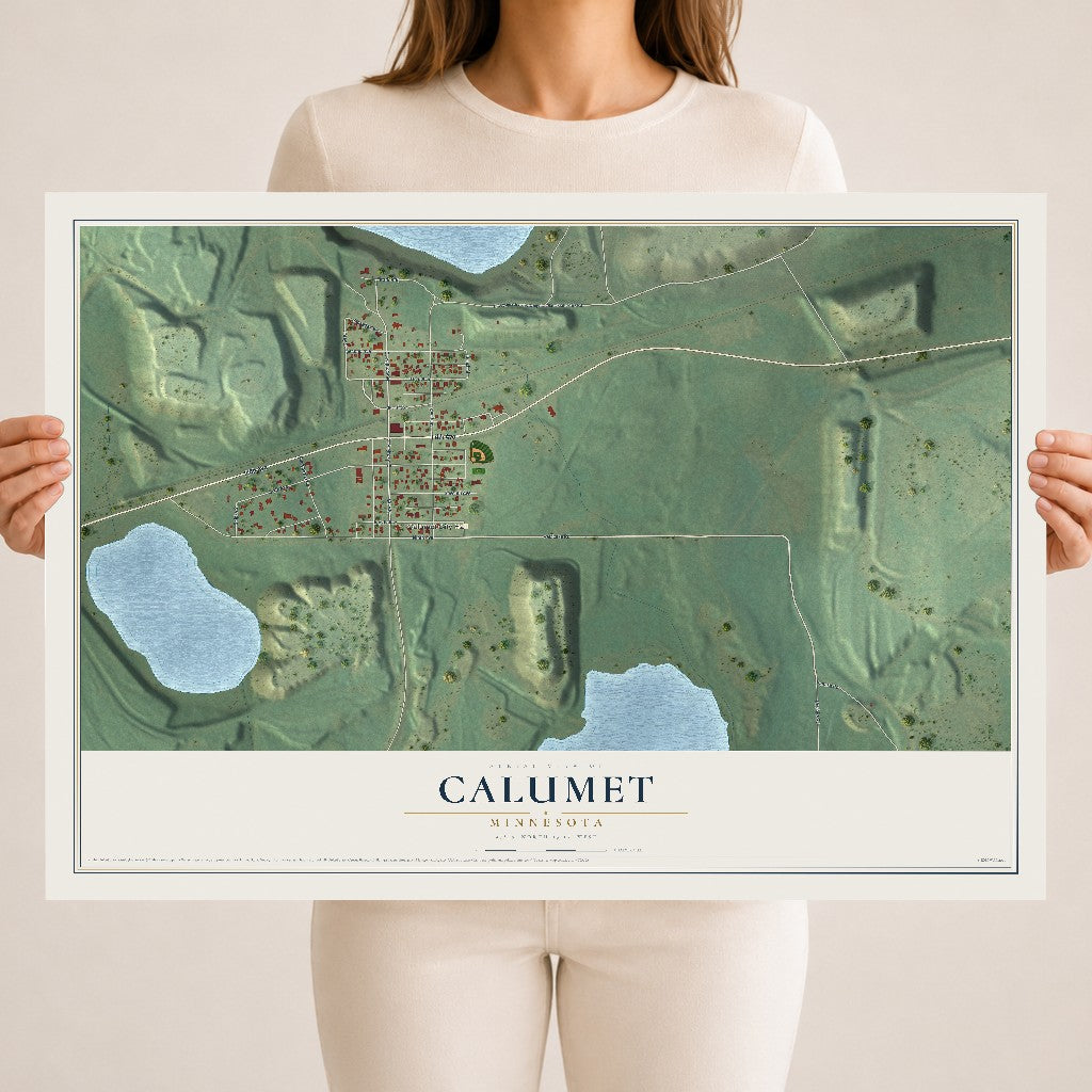 Map of Calumet, Minnesota, 18 x 24 inch unframed archival matte print