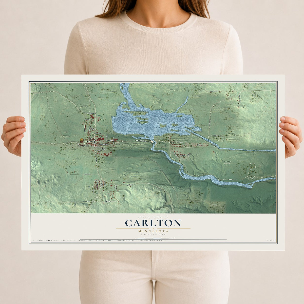 Map of Carlton, Minnesota, 12 x 18 inch unframed archival matte print