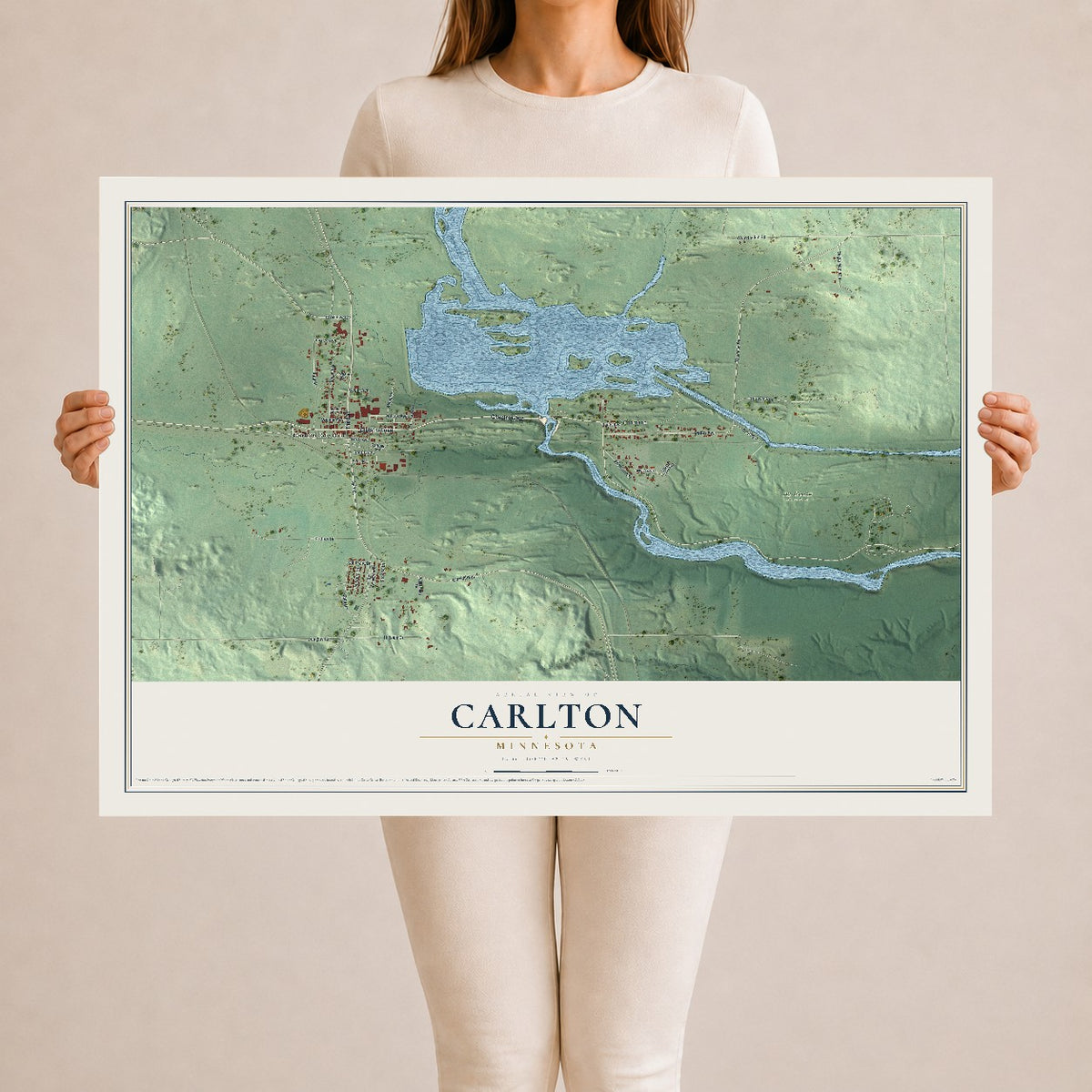 Map of Carlton, Minnesota, 24 x 36 inch unframed archival matte print