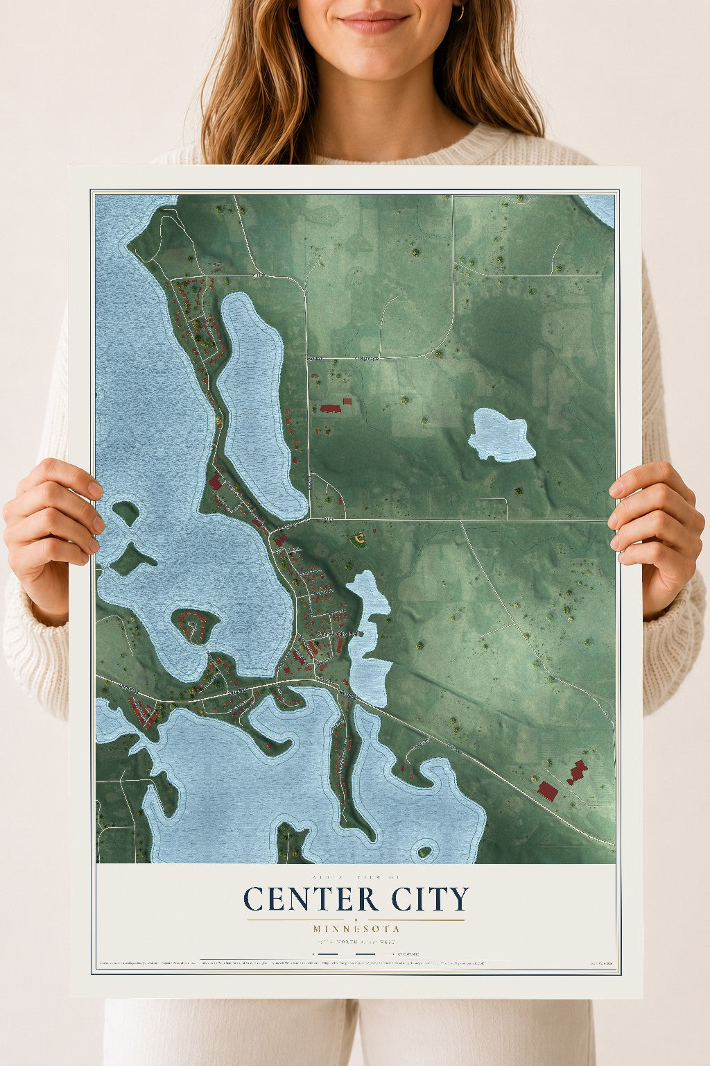 Map of Center City, Minnesota, 18 x 24 inch unframed archival matte print