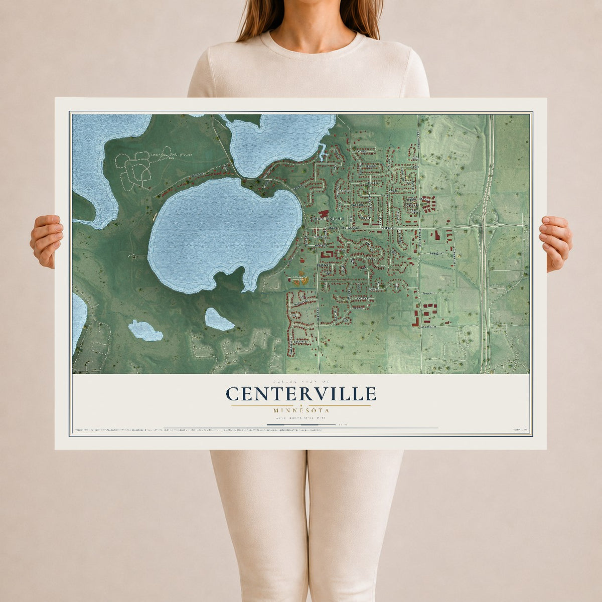 Map of Centerville, Minnesota, 24 x 36 inch unframed archival matte print