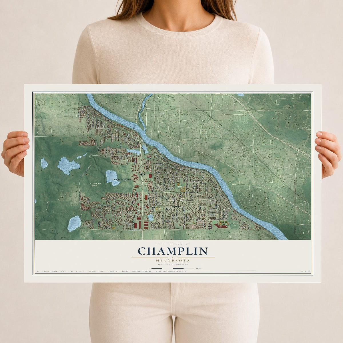 Map of Champlin, Minnesota, 12 x 18 inch unframed archival matte print