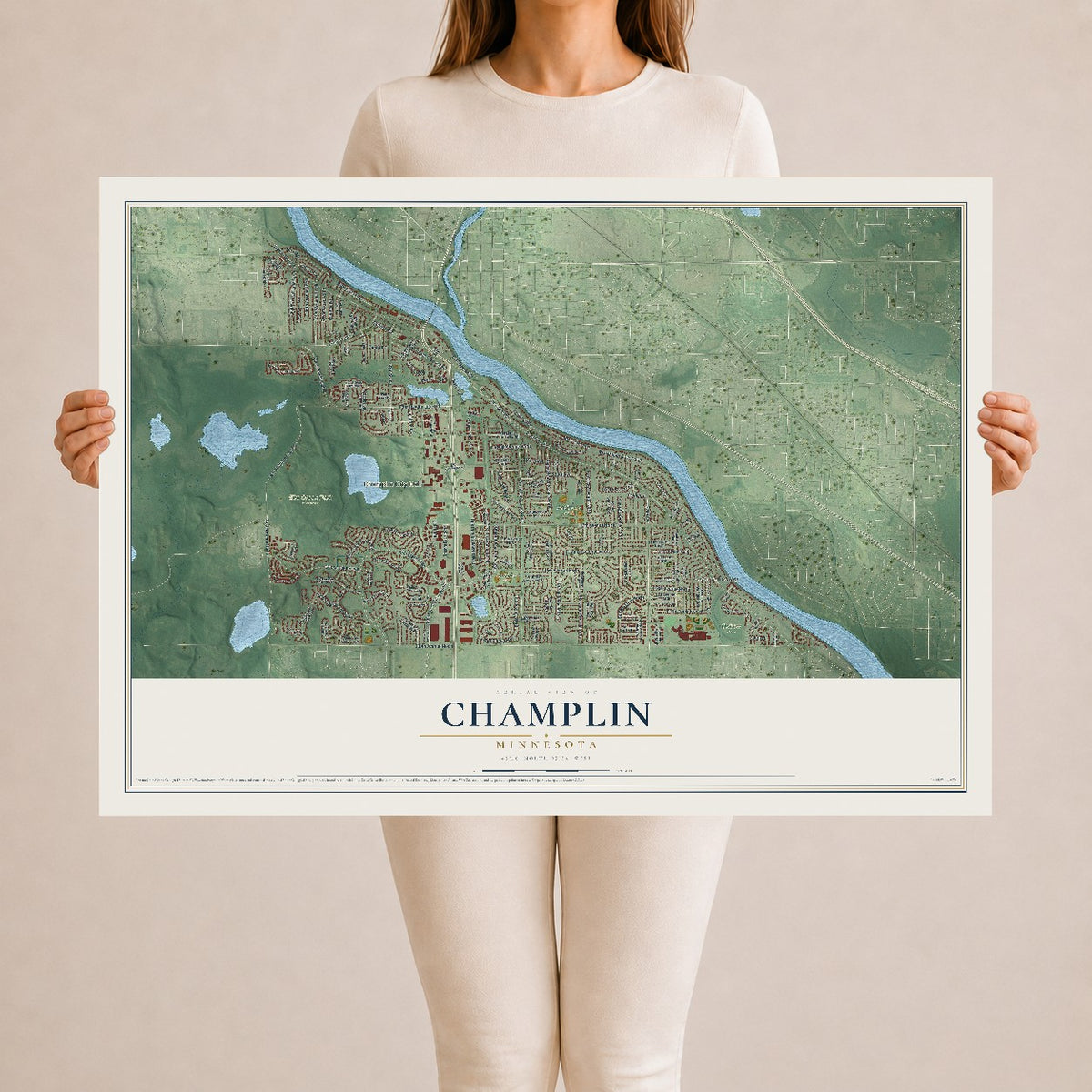Map of Champlin, Minnesota, 24 x 36 inch unframed archival matte print