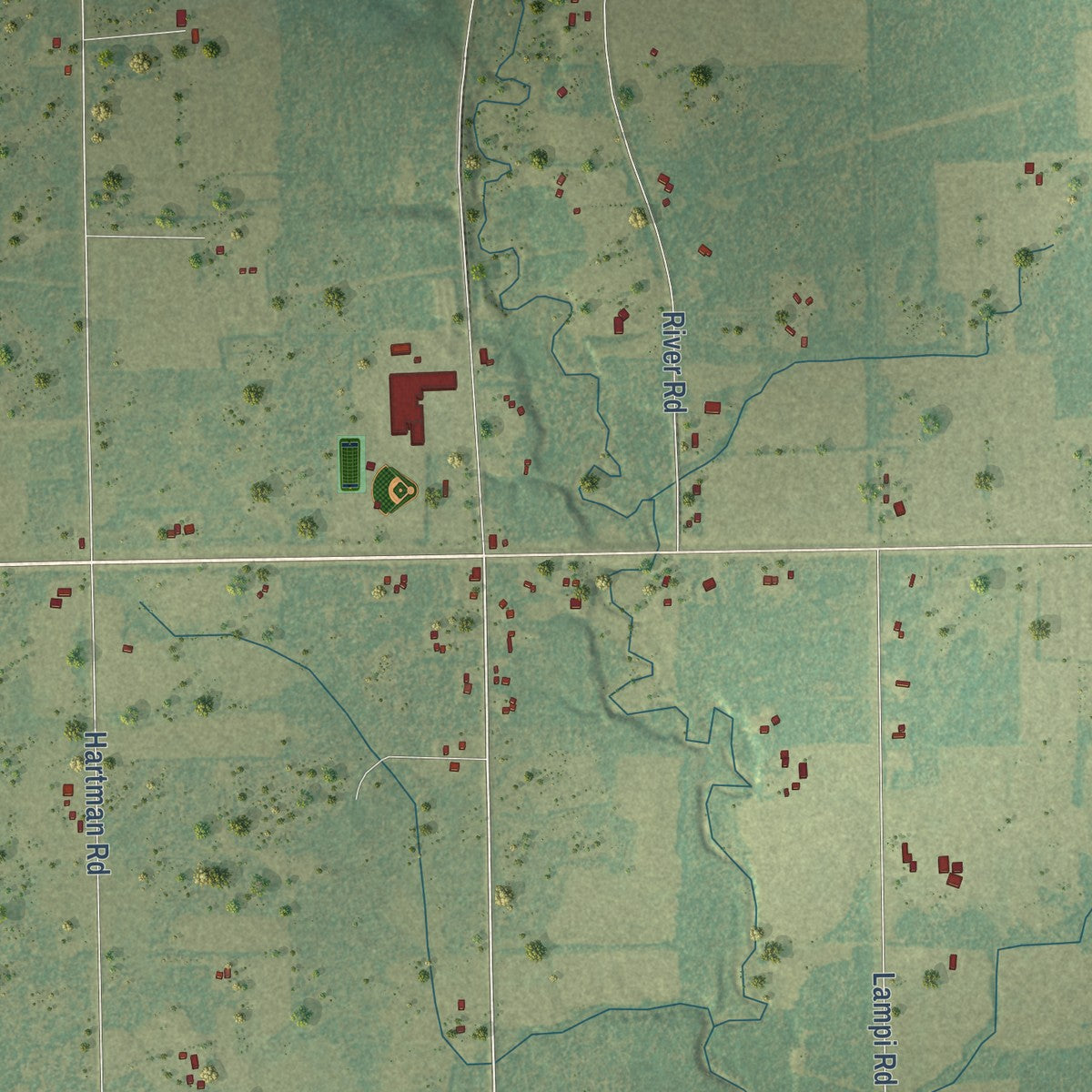 Close-up of the map of Cherry, Minnesota print showing street and building detail