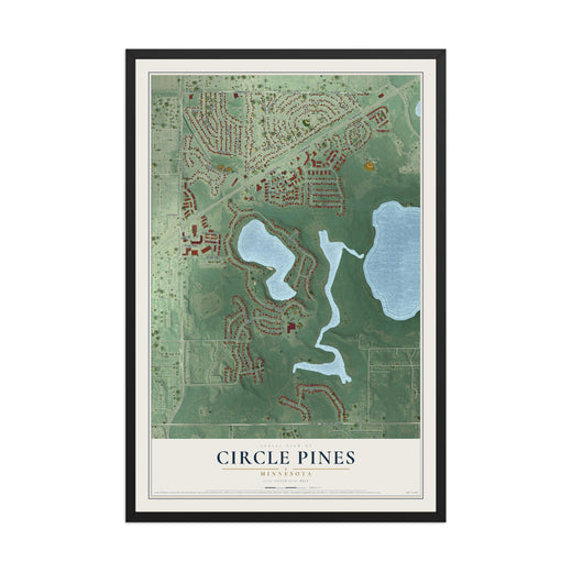 Map of Circle Pines, Minnesota, 12 x 18 inch print in a black wood frame