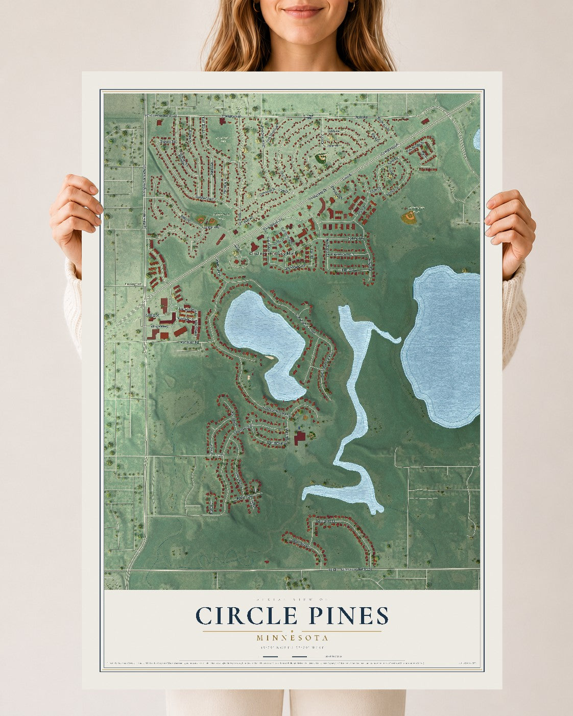 Map of Circle Pines, Minnesota, 24 x 36 inch unframed archival matte print