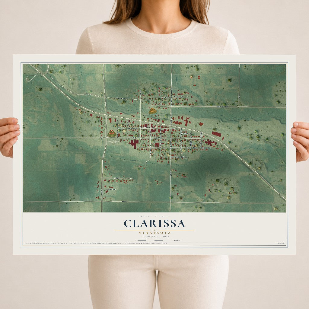 Map of Clarissa, Minnesota, 18 x 24 inch unframed archival matte print