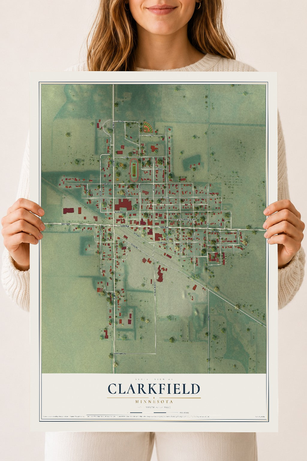 Map of Clarkfield, Minnesota, 18 x 24 inch unframed archival matte print