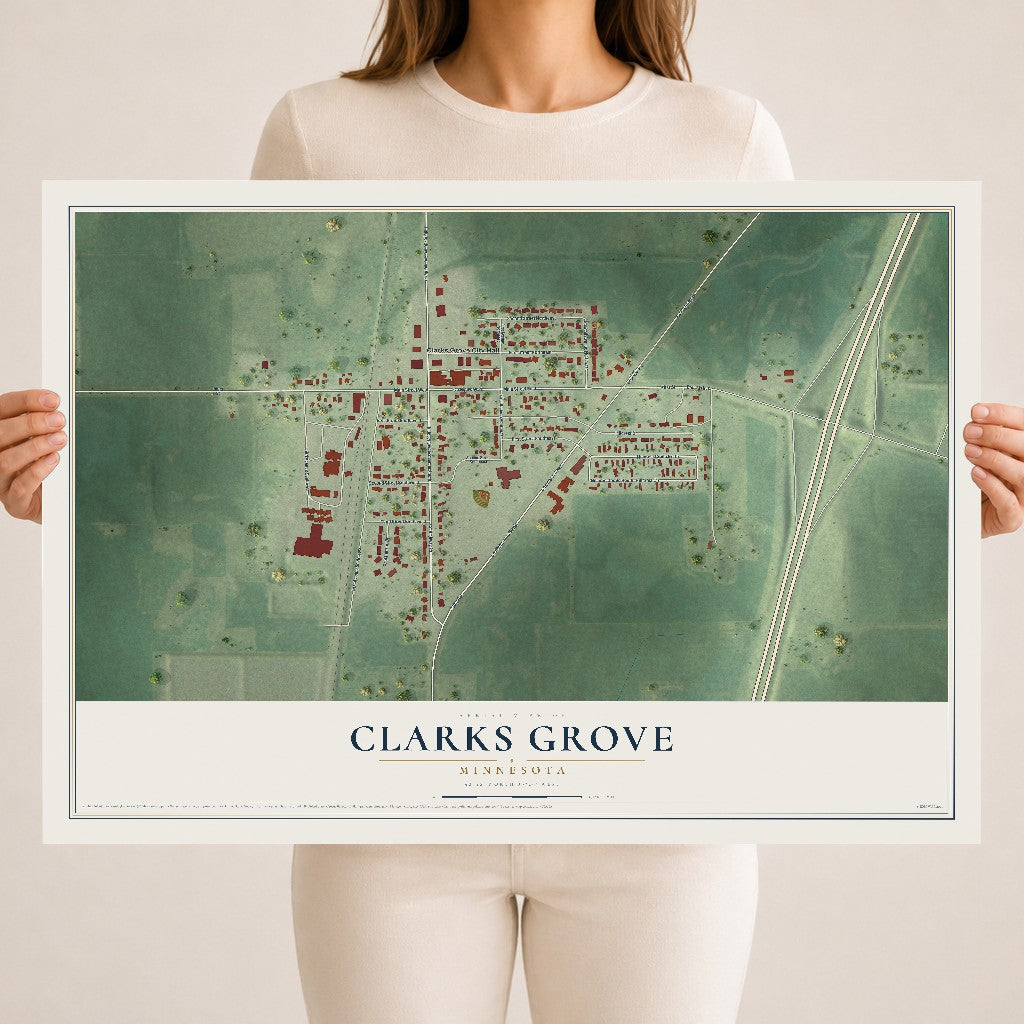 Map of Clarks Grove, Minnesota, 18 x 24 inch unframed archival matte print
