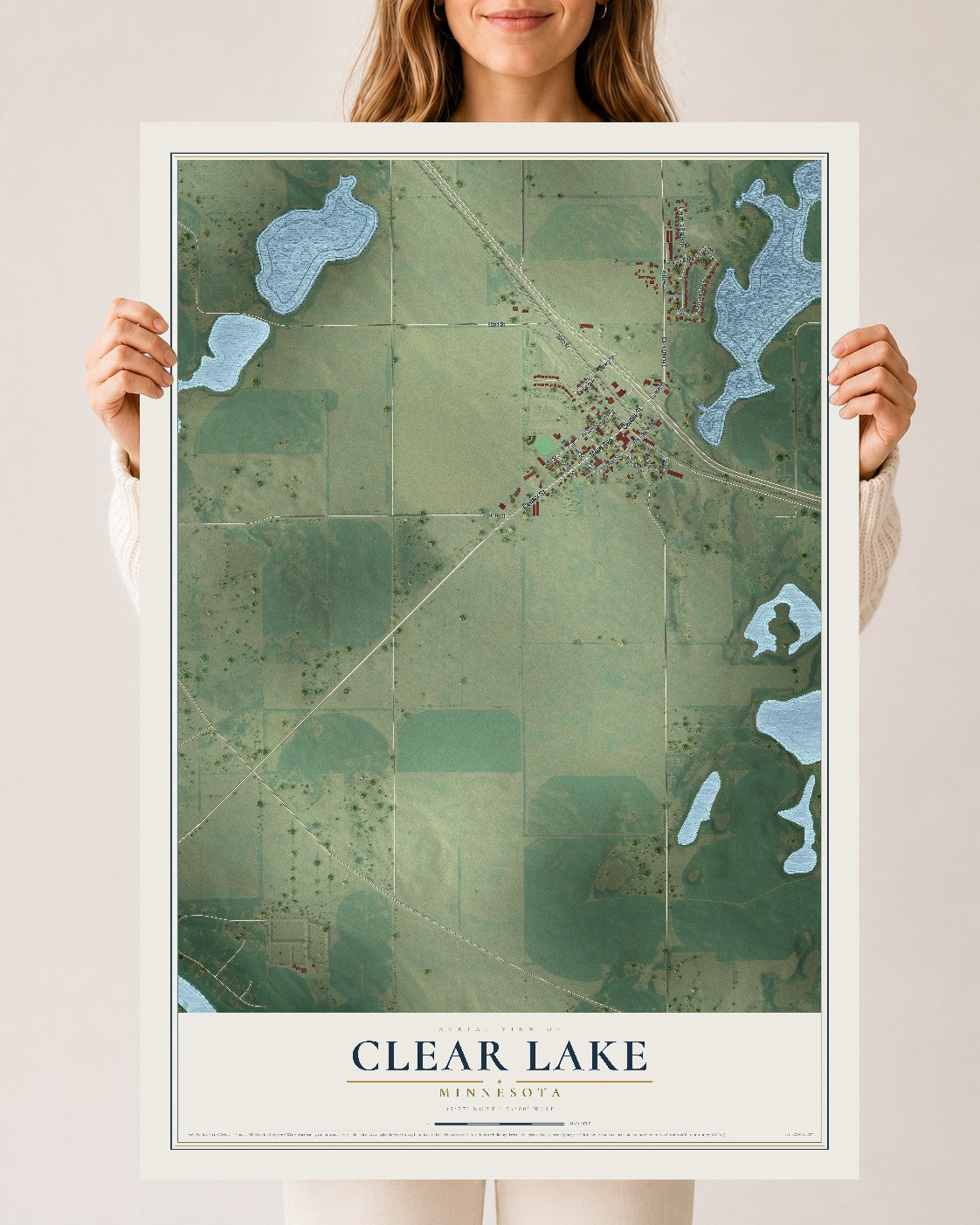 Map of Clear Lake, Minnesota, 24 x 36 inch unframed archival matte print