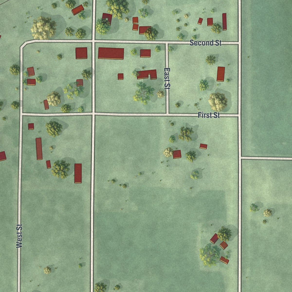 Close-up of the map of Cobden, Minnesota print showing street and building detail