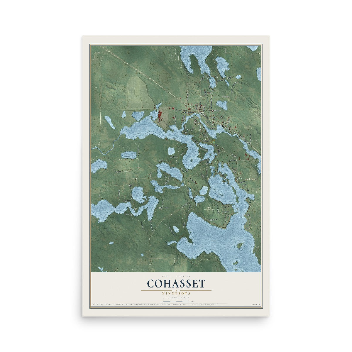 Map of Cohasset, Minnesota, 12 x 18 inch unframed archival matte print