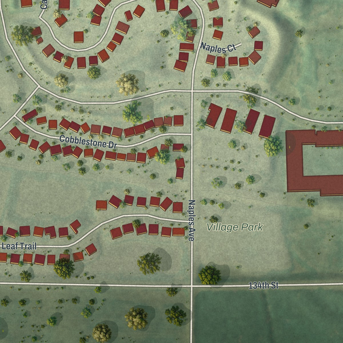 Second close-up of the map of Cologne, Minnesota print showing more streets and buildings