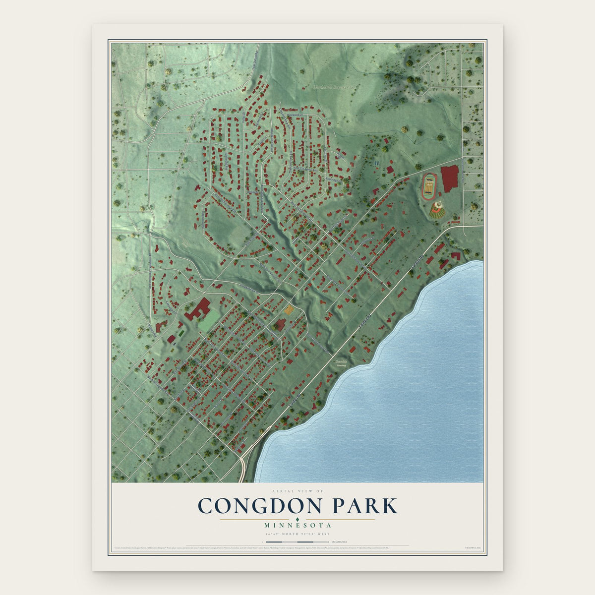 Congdon Park, Minnesota map print, the full design