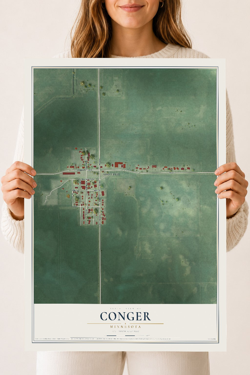 Map of Conger, Minnesota, 18 x 24 inch unframed archival matte print