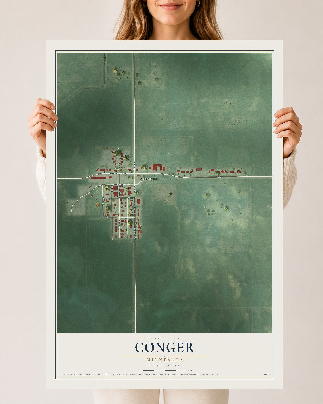 Map of Conger, Minnesota, 24 x 36 inch unframed archival matte print