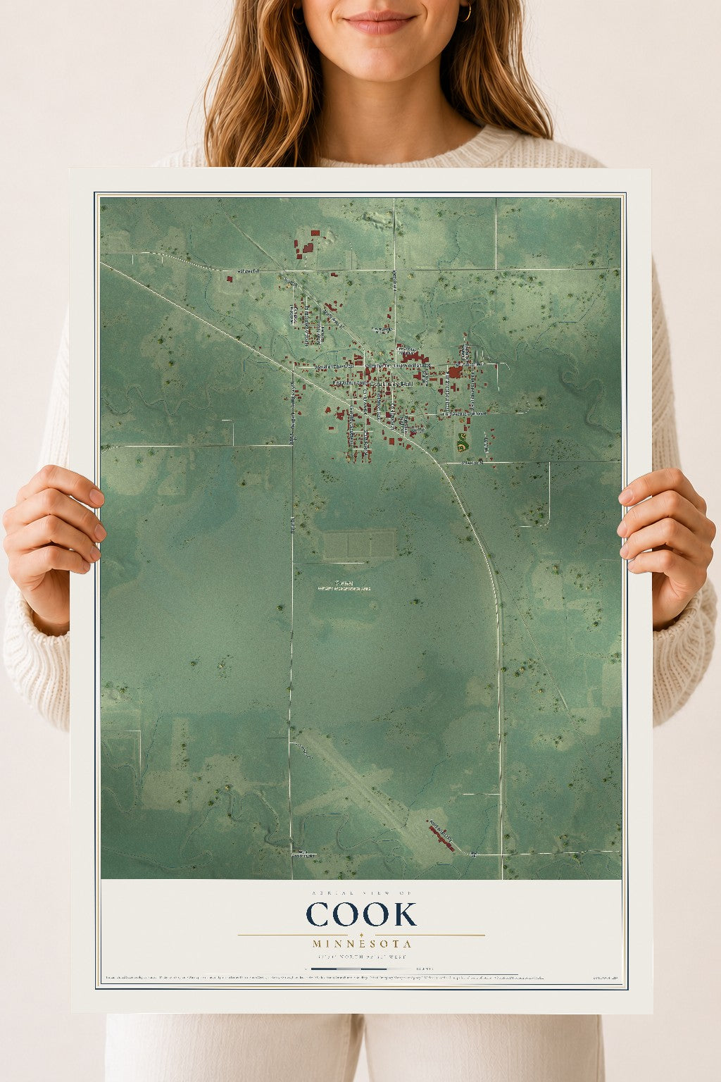Map of Cook, Minnesota, 18 x 24 inch unframed archival matte print