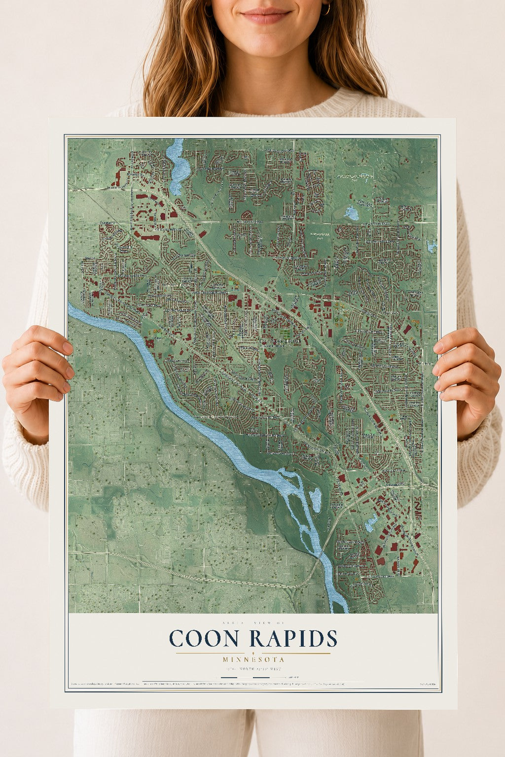 Map of Coon Rapids, Minnesota, 18 x 24 inch unframed archival matte print