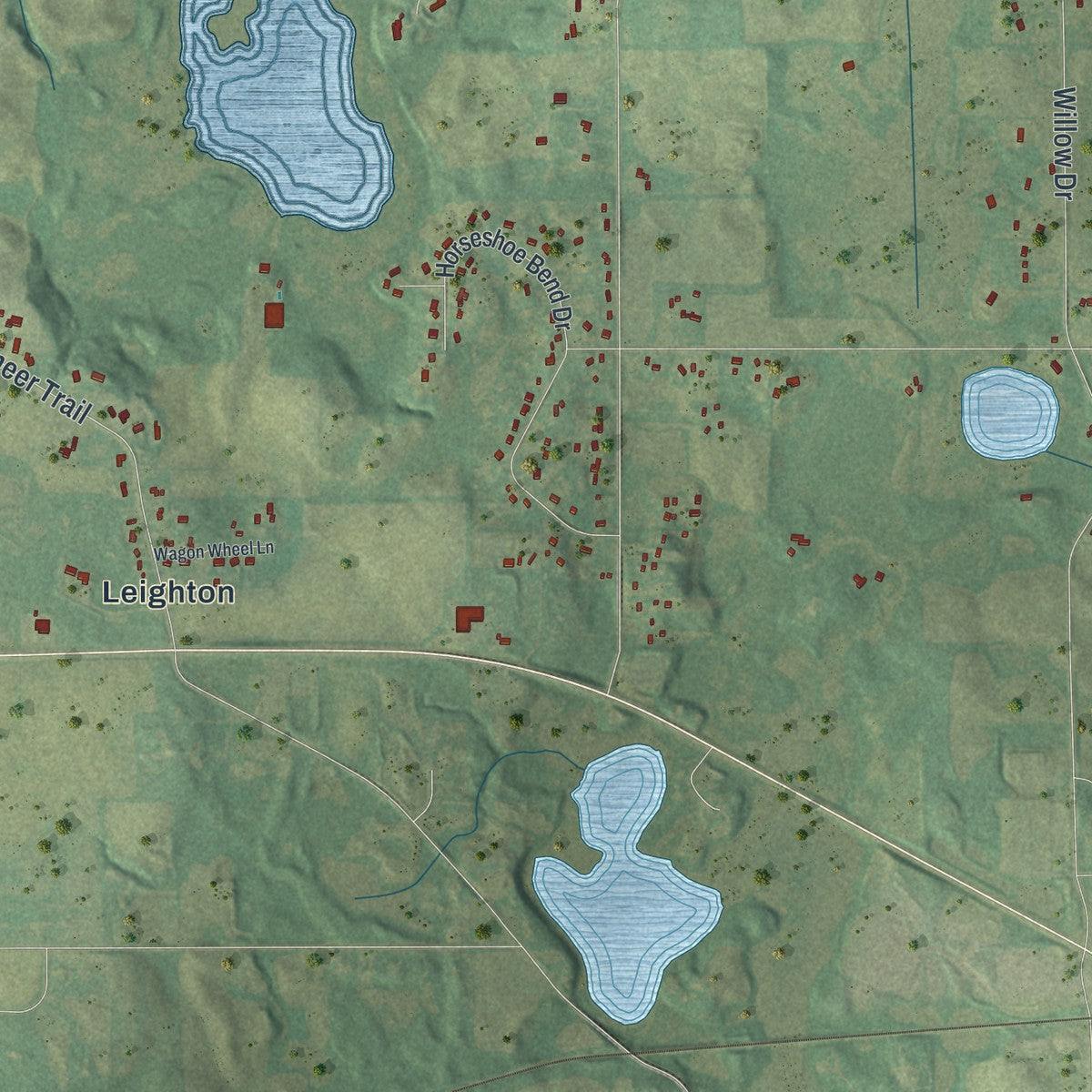 Second close-up of the map of Corcoran, Minnesota print showing more streets and buildings