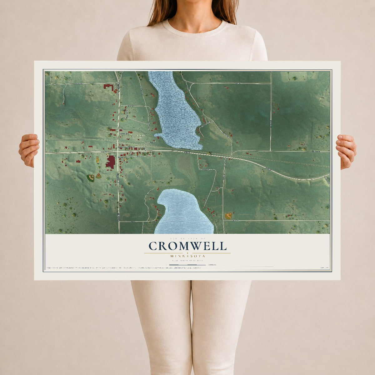 Map of Cromwell, Minnesota, 24 x 36 inch unframed archival matte print