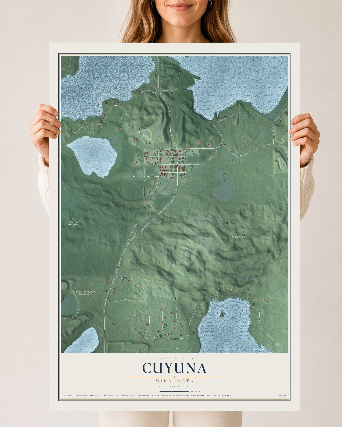 Map of Cuyuna, Minnesota, 24 x 36 inch unframed archival matte print
