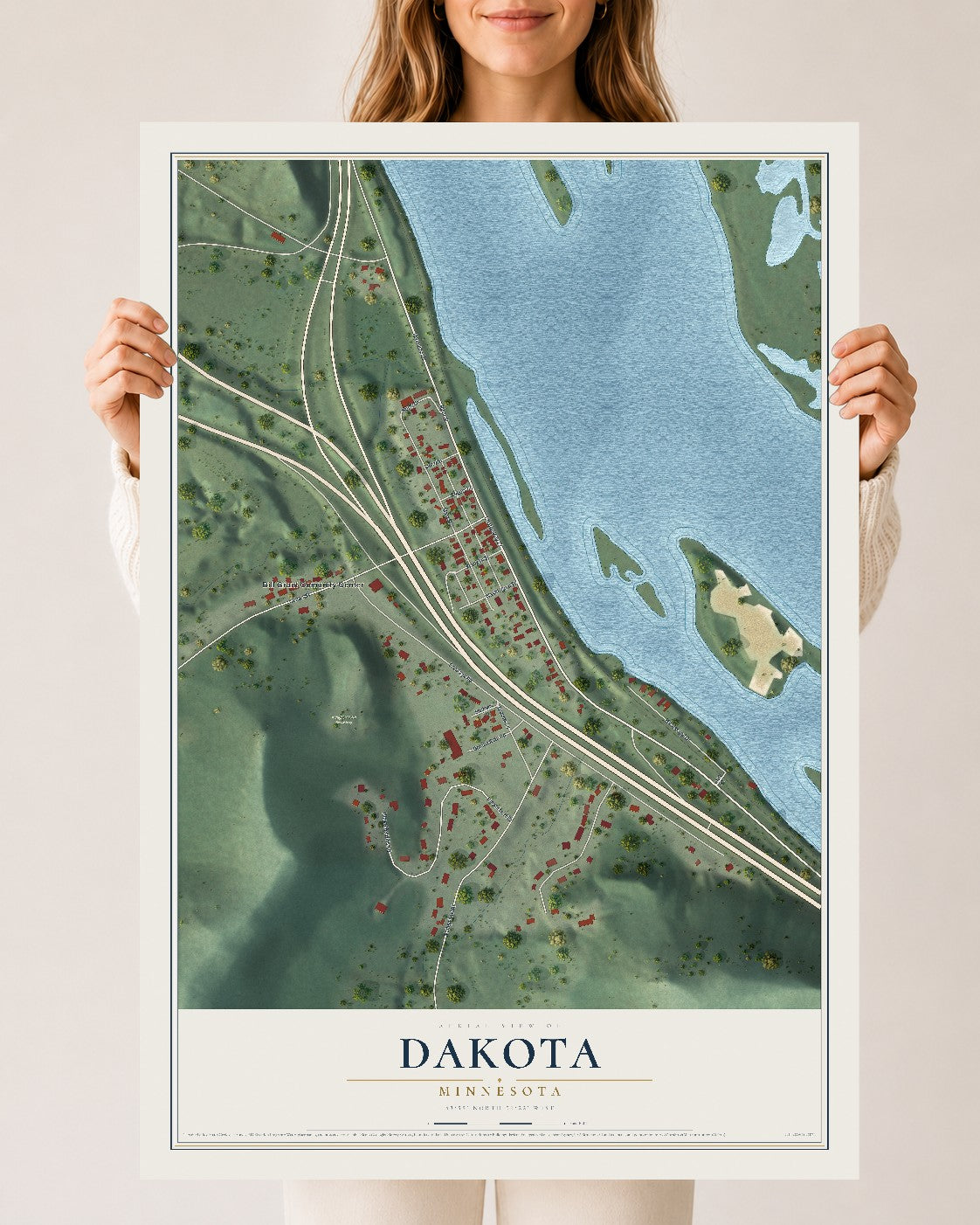 Map of Dakota, Minnesota, 24 x 36 inch unframed archival matte print