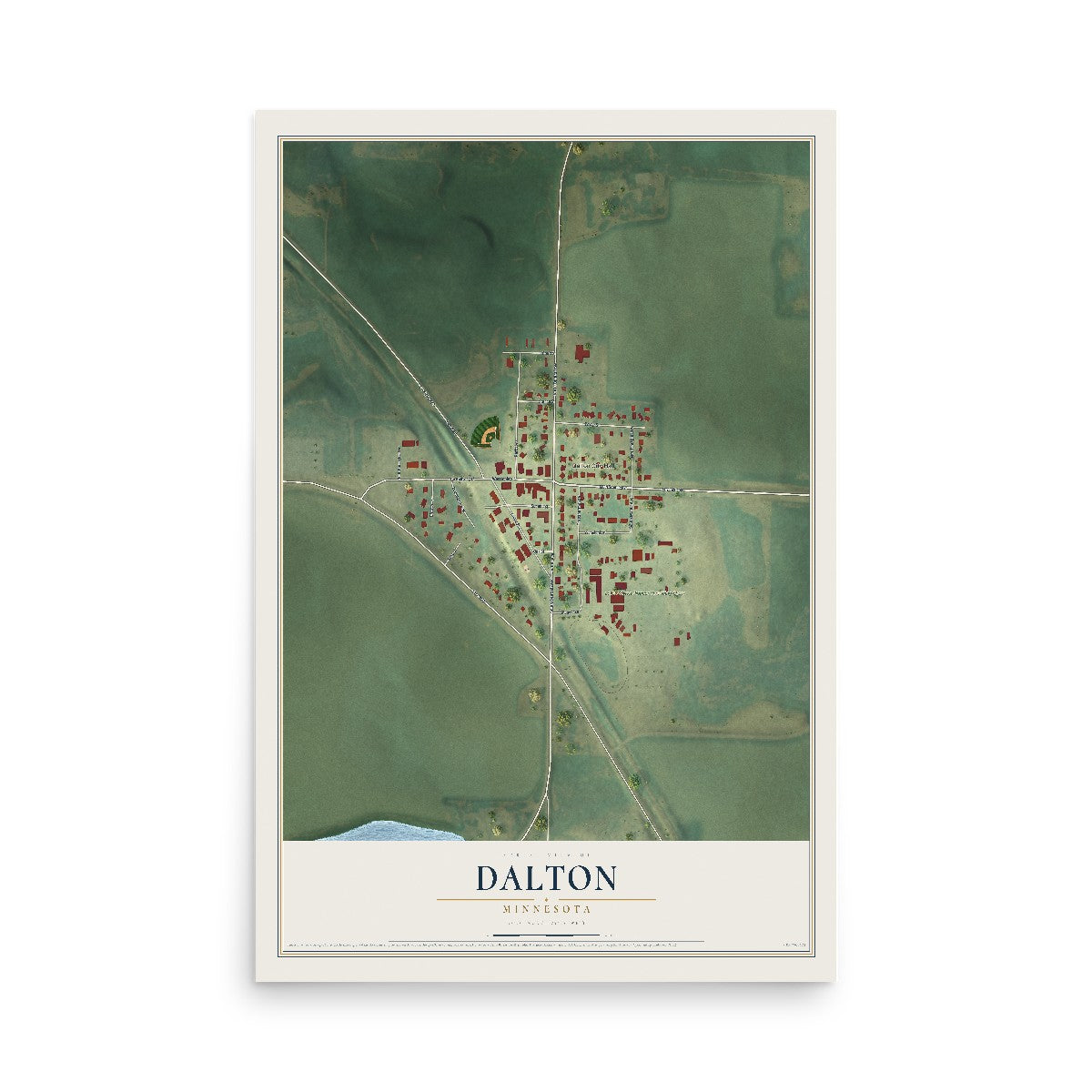 Map of Dalton, Minnesota, 12 x 18 inch unframed archival matte print