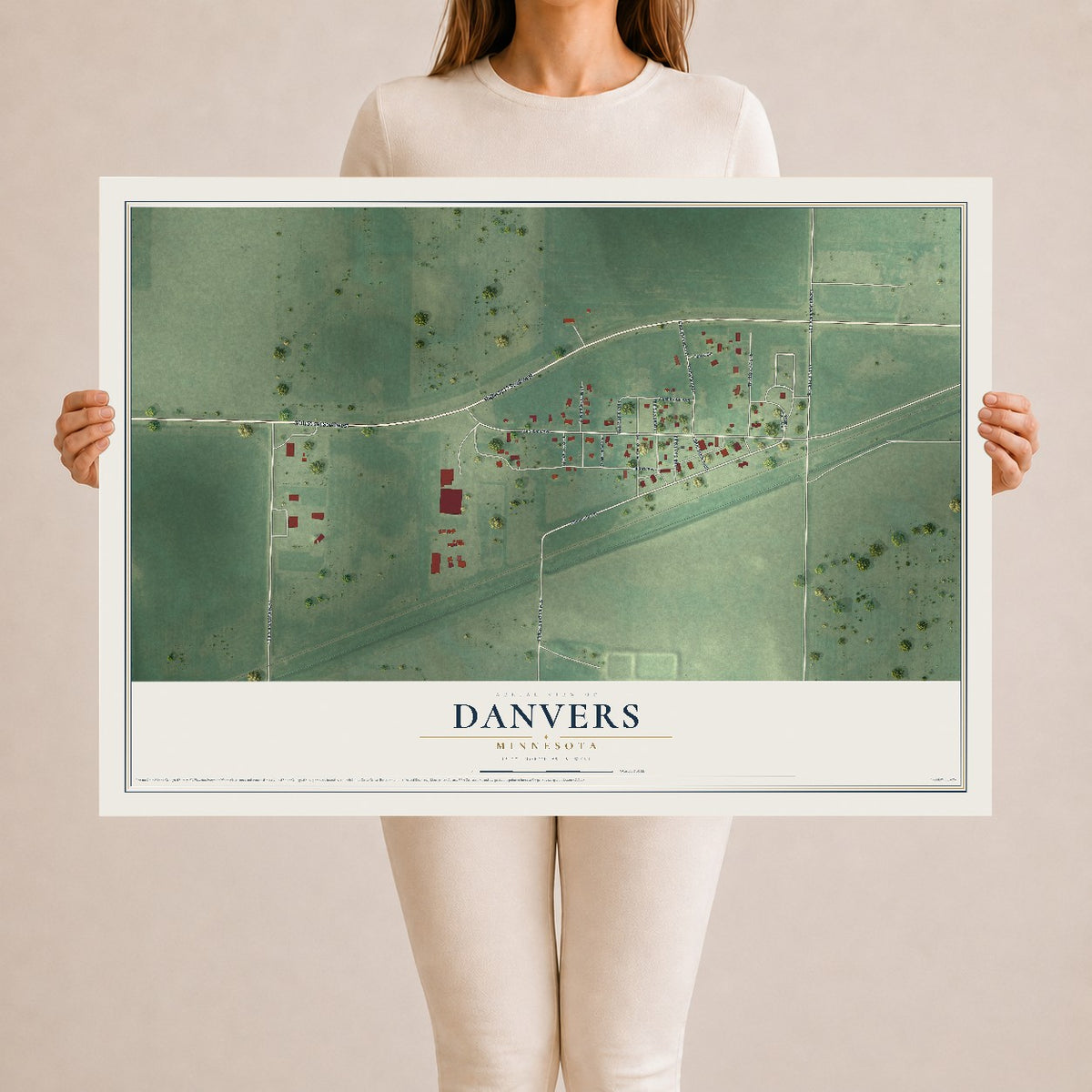 Map of Danvers, Minnesota, 24 x 36 inch unframed archival matte print