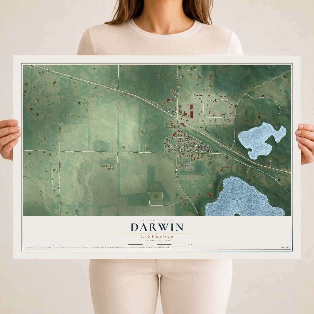 Map of Darwin, Minnesota, 18 x 24 inch unframed archival matte print