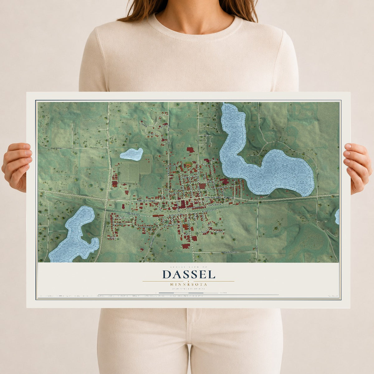 Map of Dassel, Minnesota, 12 x 18 inch unframed archival matte print