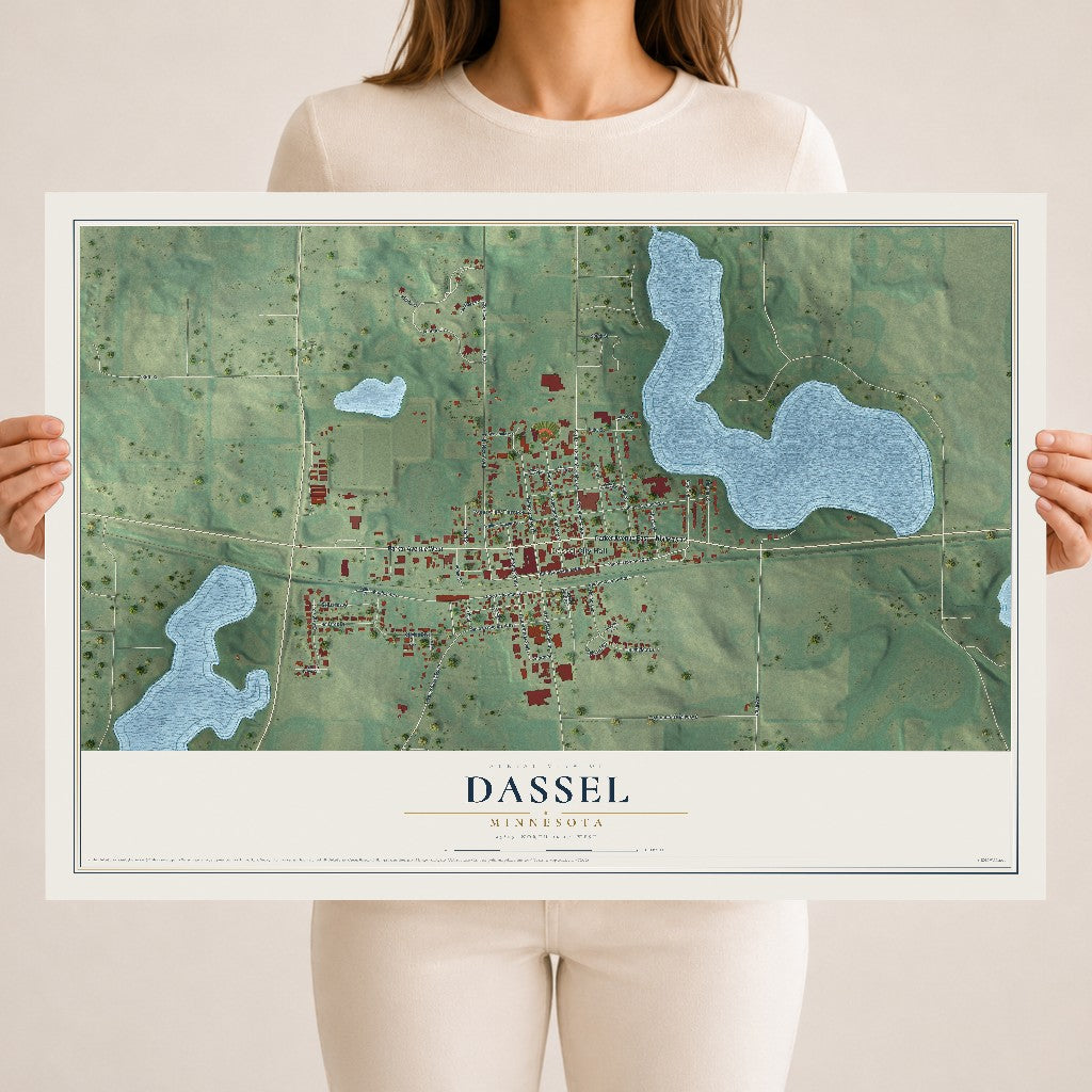 Map of Dassel, Minnesota, 18 x 24 inch unframed archival matte print