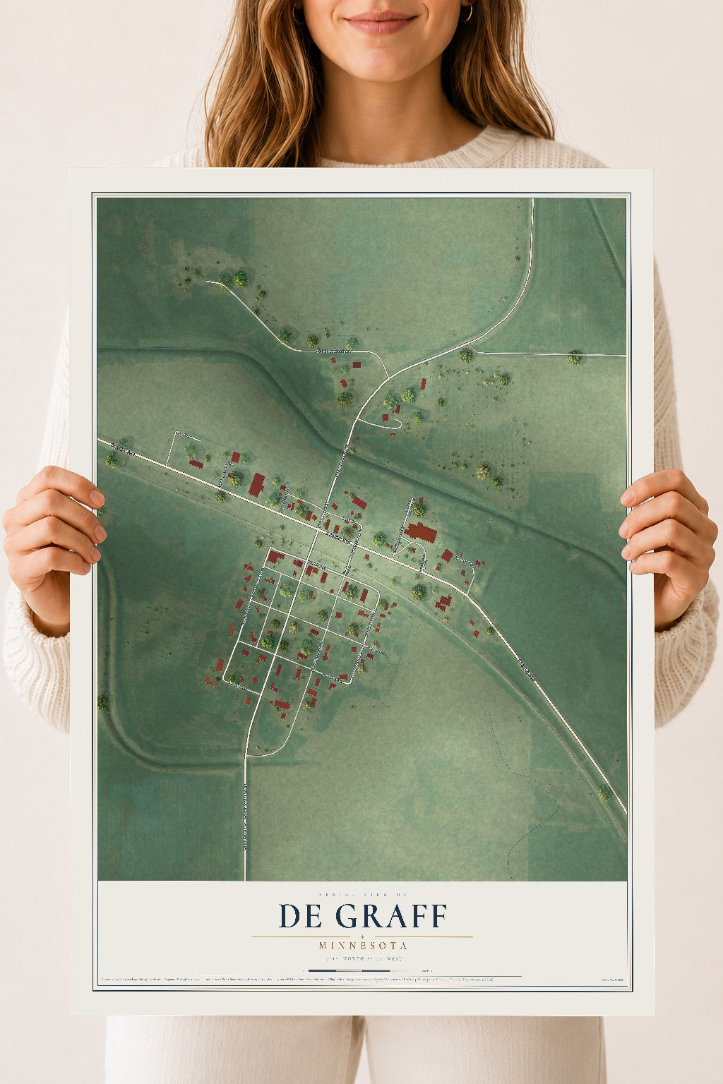 Map of De Graff, Minnesota, 18 x 24 inch unframed archival matte print