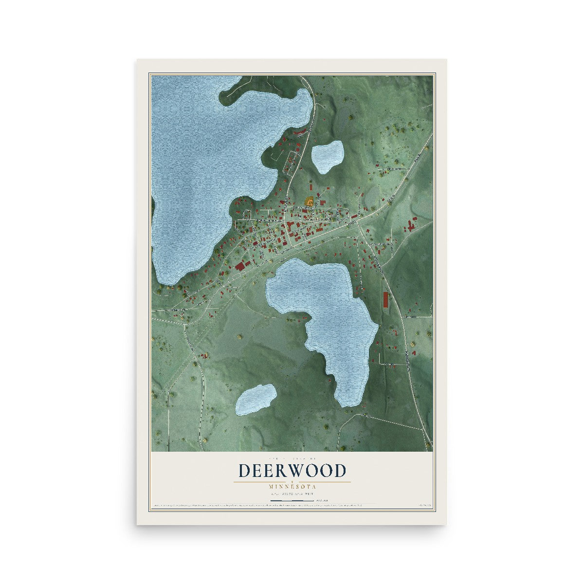 Map of Deerwood, Minnesota, 12 x 18 inch unframed archival matte print