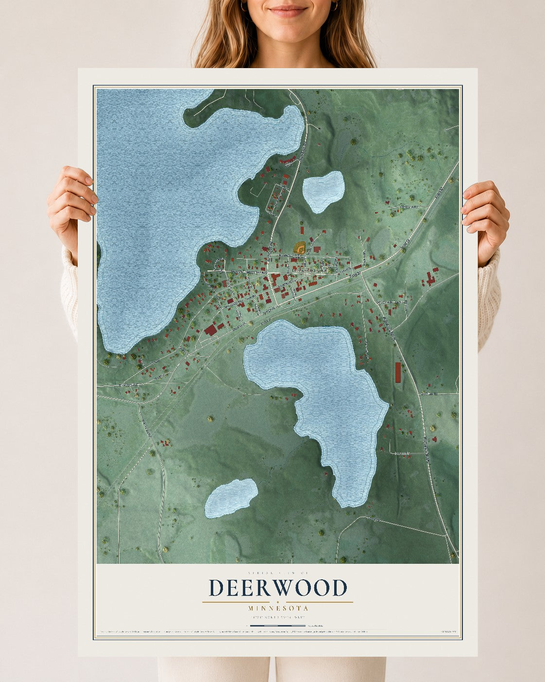 Map of Deerwood, Minnesota, 24 x 36 inch unframed archival matte print