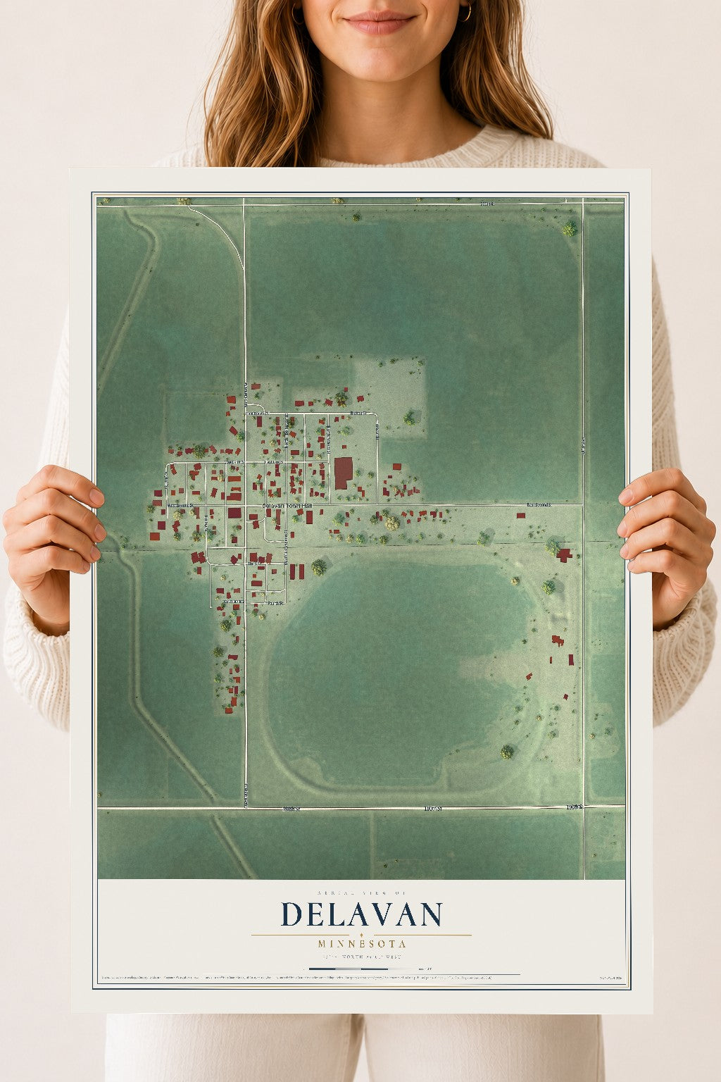 Map of Delavan, Minnesota, 18 x 24 inch unframed archival matte print