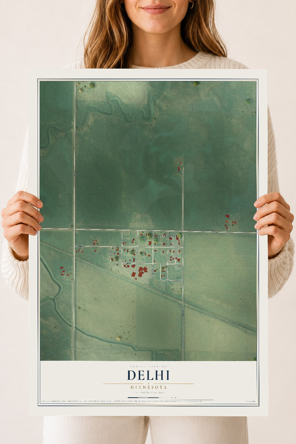 Map of Delhi, Minnesota, 18 x 24 inch unframed archival matte print