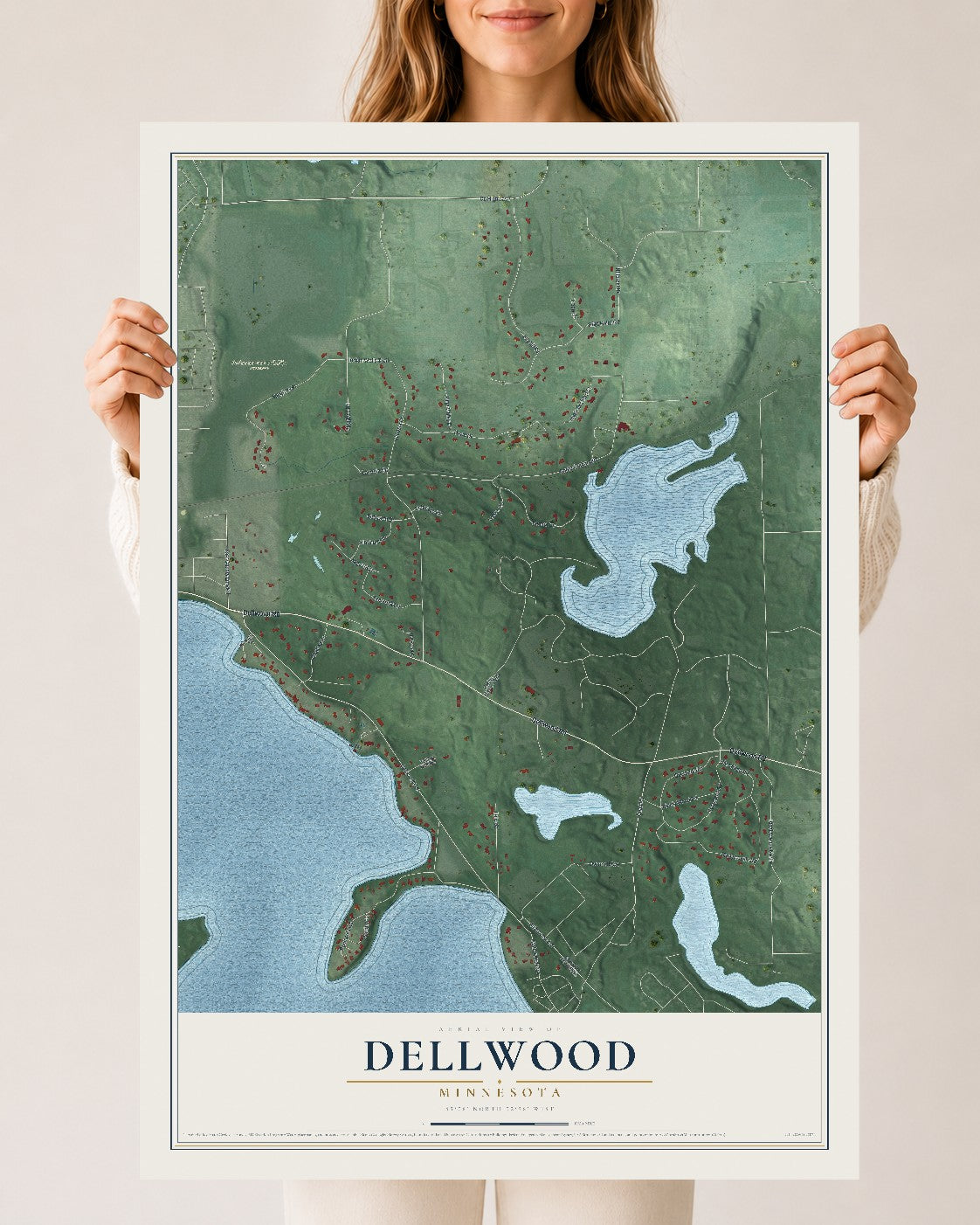 Map of Dellwood, Minnesota, 24 x 36 inch unframed archival matte print
