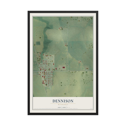 Map of Dennison, Minnesota, 12 x 18 inch print in a black wood frame
