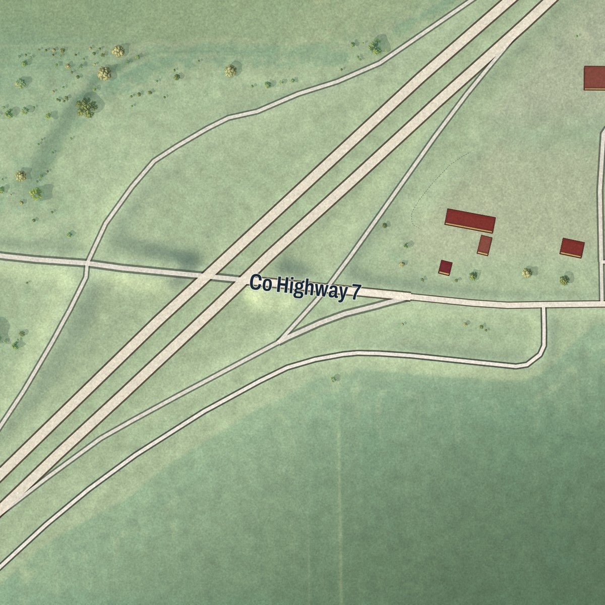 Second close-up of the map of Dexter, Minnesota print showing more streets and buildings