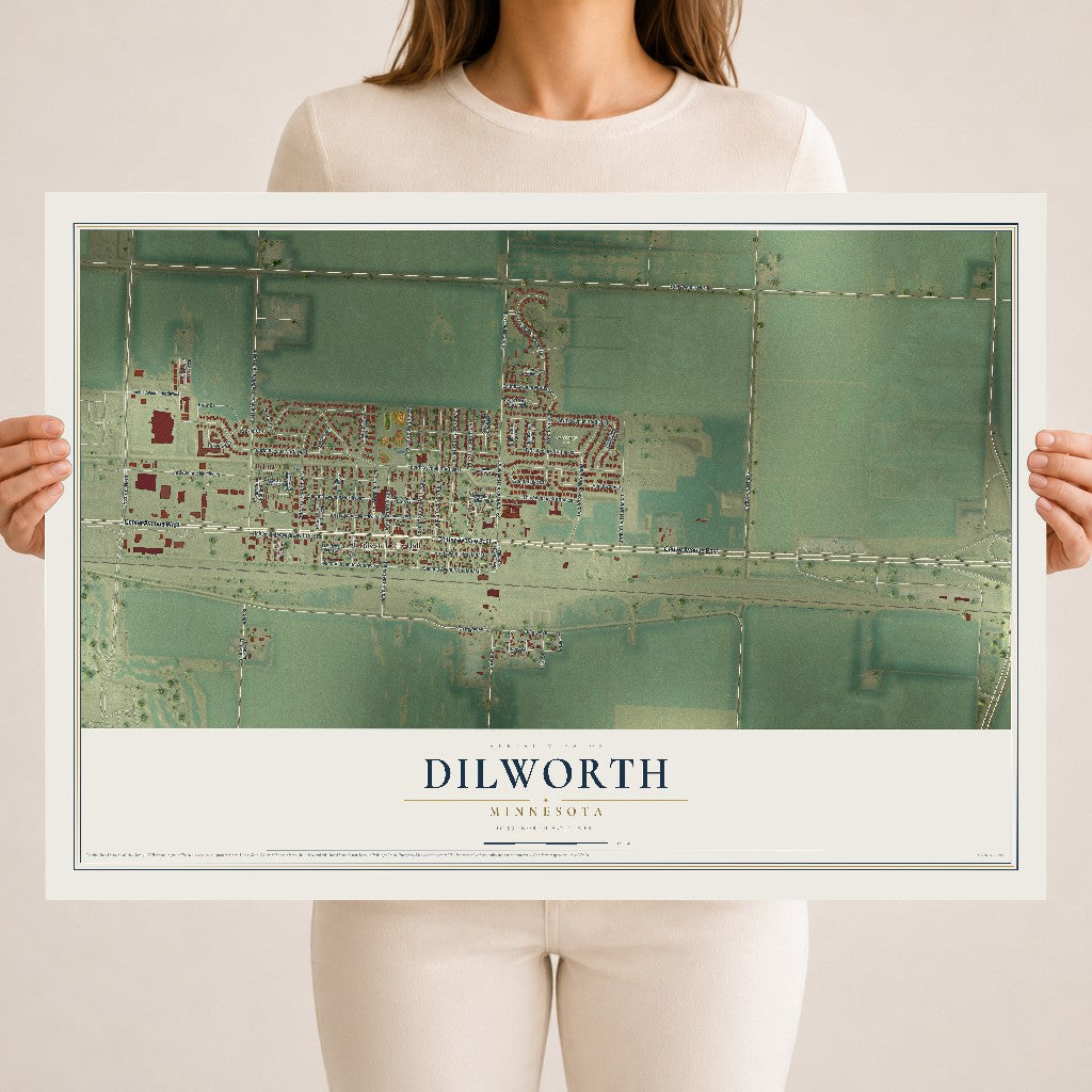 Map of Dilworth, Minnesota, 18 x 24 inch unframed archival matte print