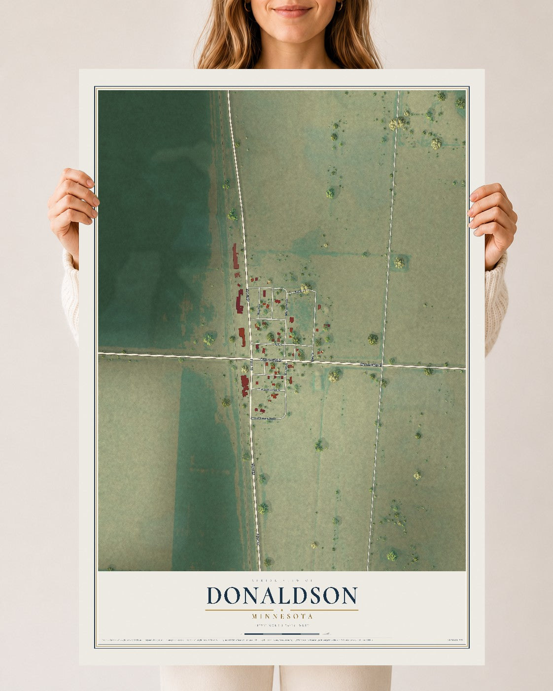 Map of Donaldson, Minnesota, 24 x 36 inch unframed archival matte print