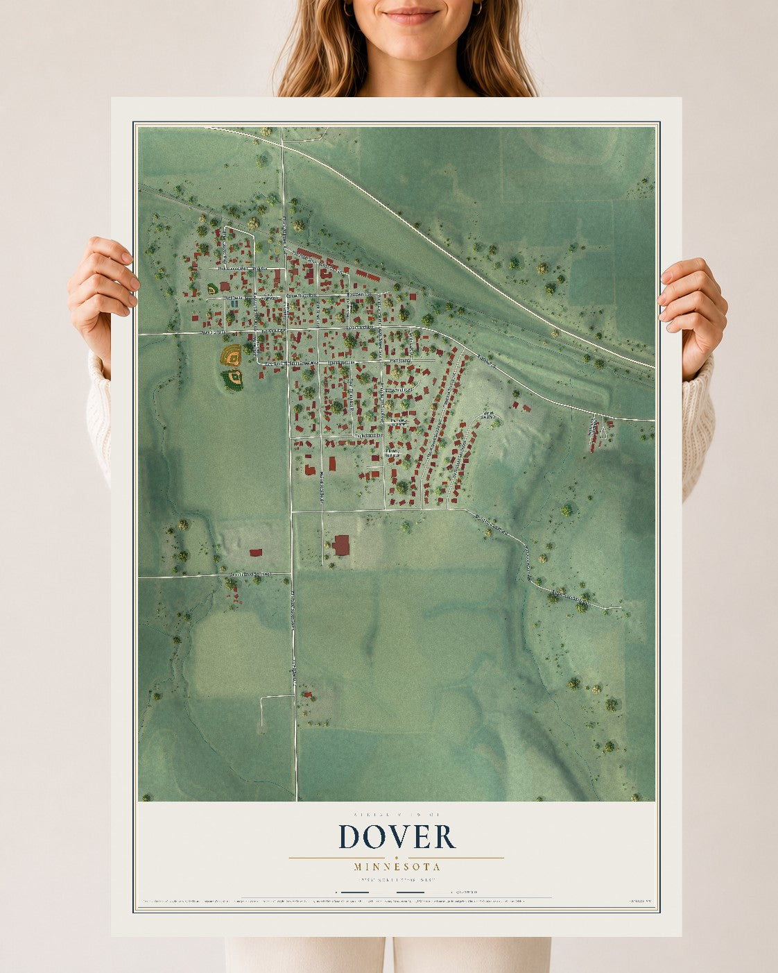 Map of Dover, Minnesota, 24 x 36 inch unframed archival matte print