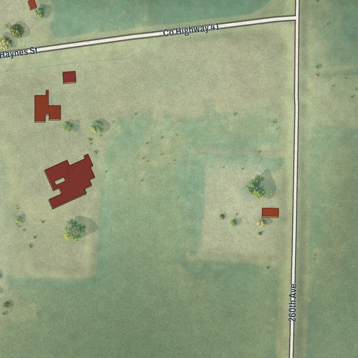 Second close-up of the map of Dovray, Minnesota print showing more streets and buildings