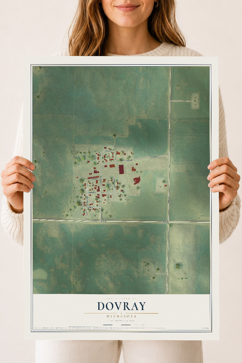 Map of Dovray, Minnesota, 18 x 24 inch unframed archival matte print