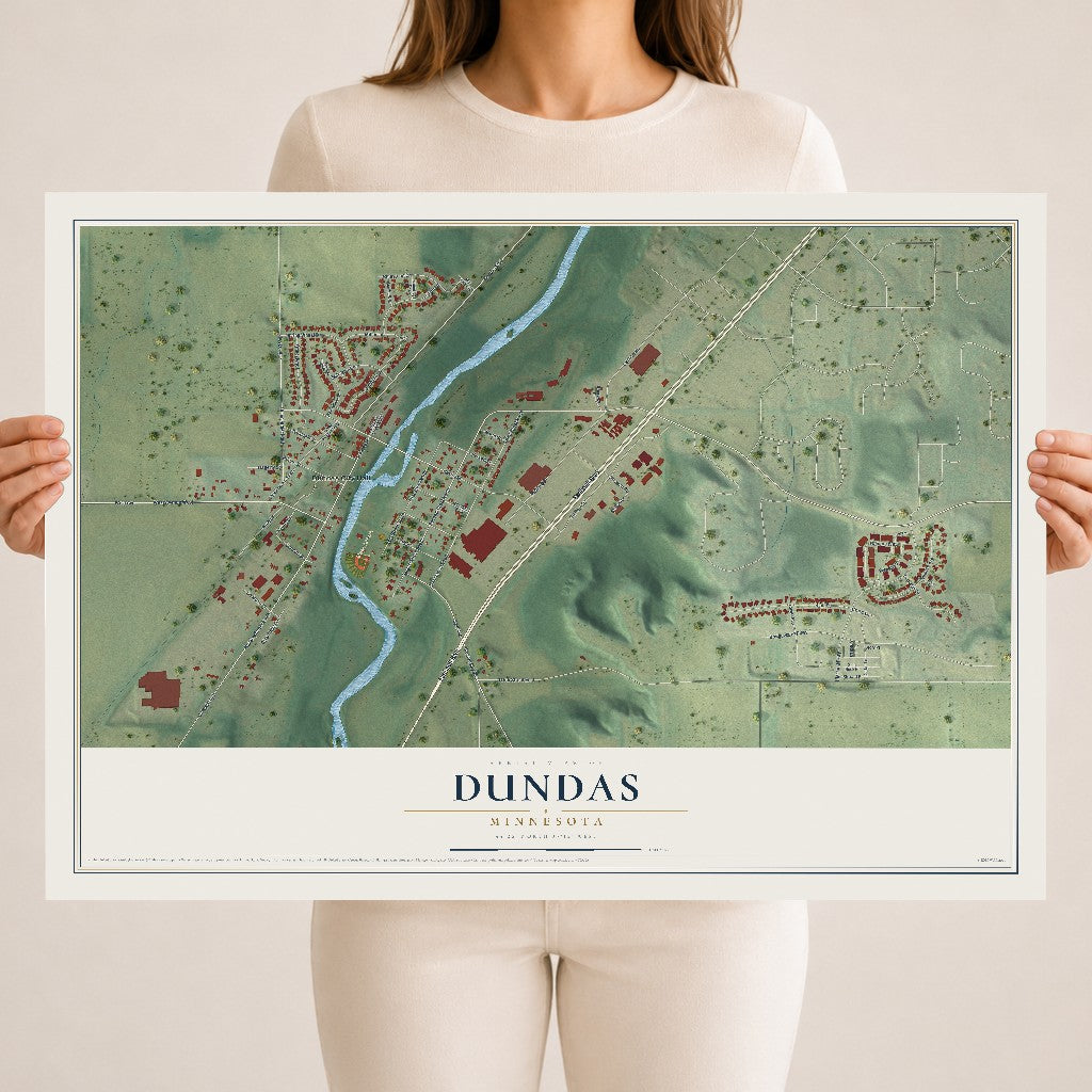 Map of Dundas, Minnesota, 18 x 24 inch unframed archival matte print