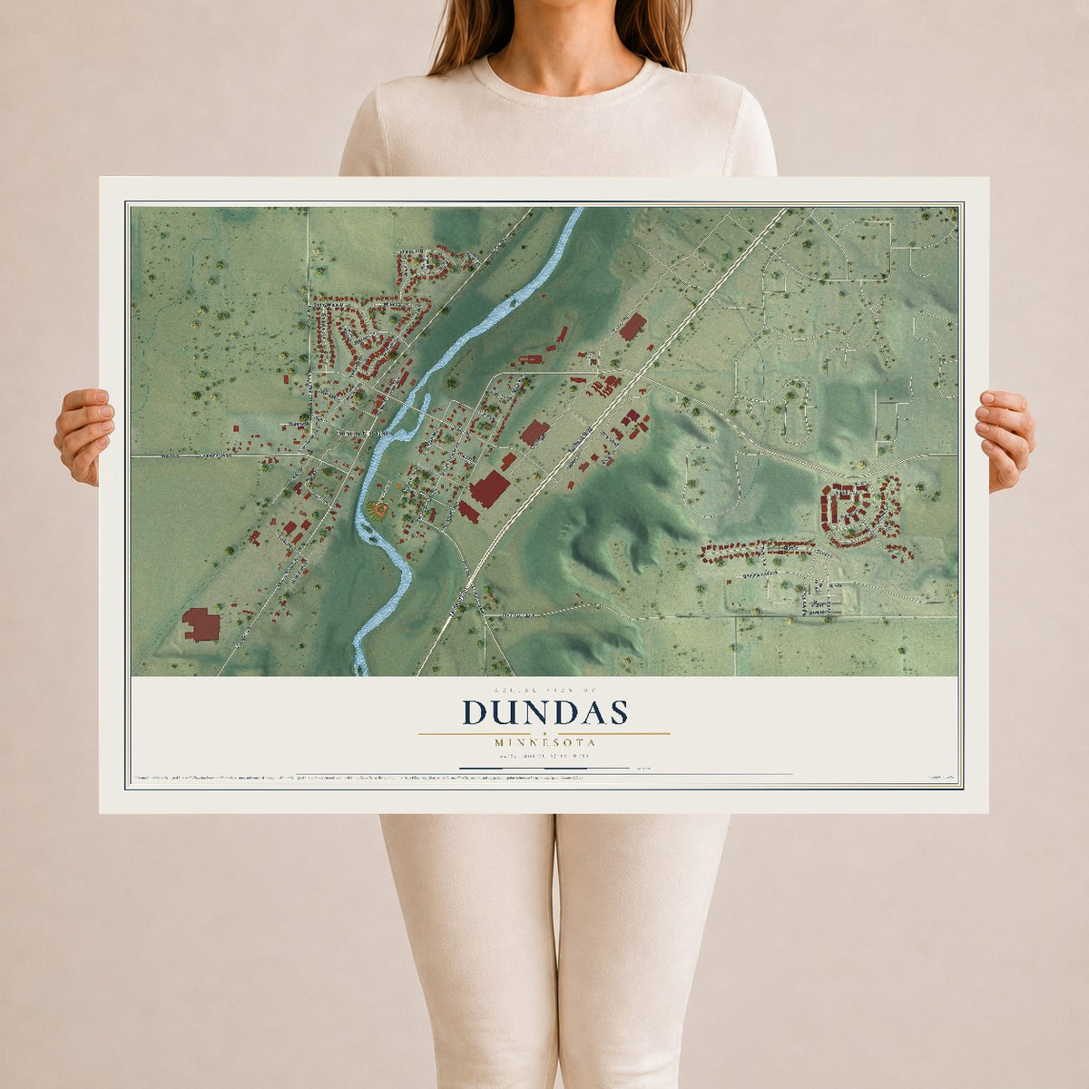 Map of Dundas, Minnesota, 24 x 36 inch unframed archival matte print