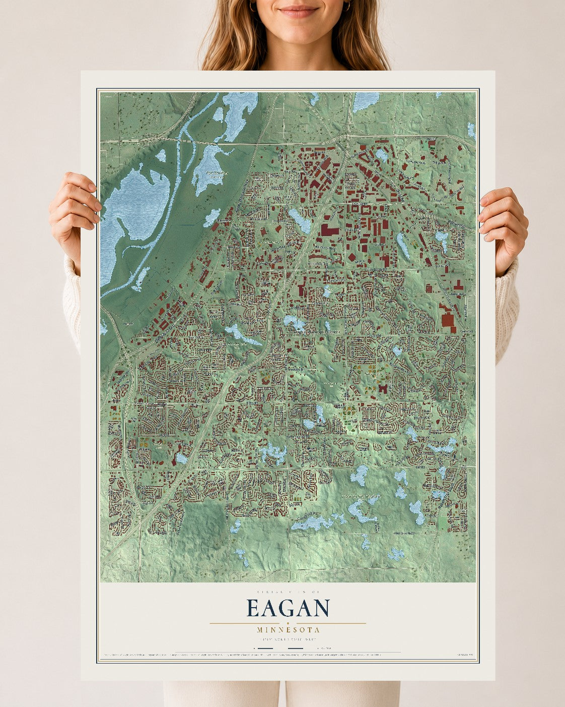 Map of Eagan, Minnesota, 24 x 36 inch unframed archival matte print