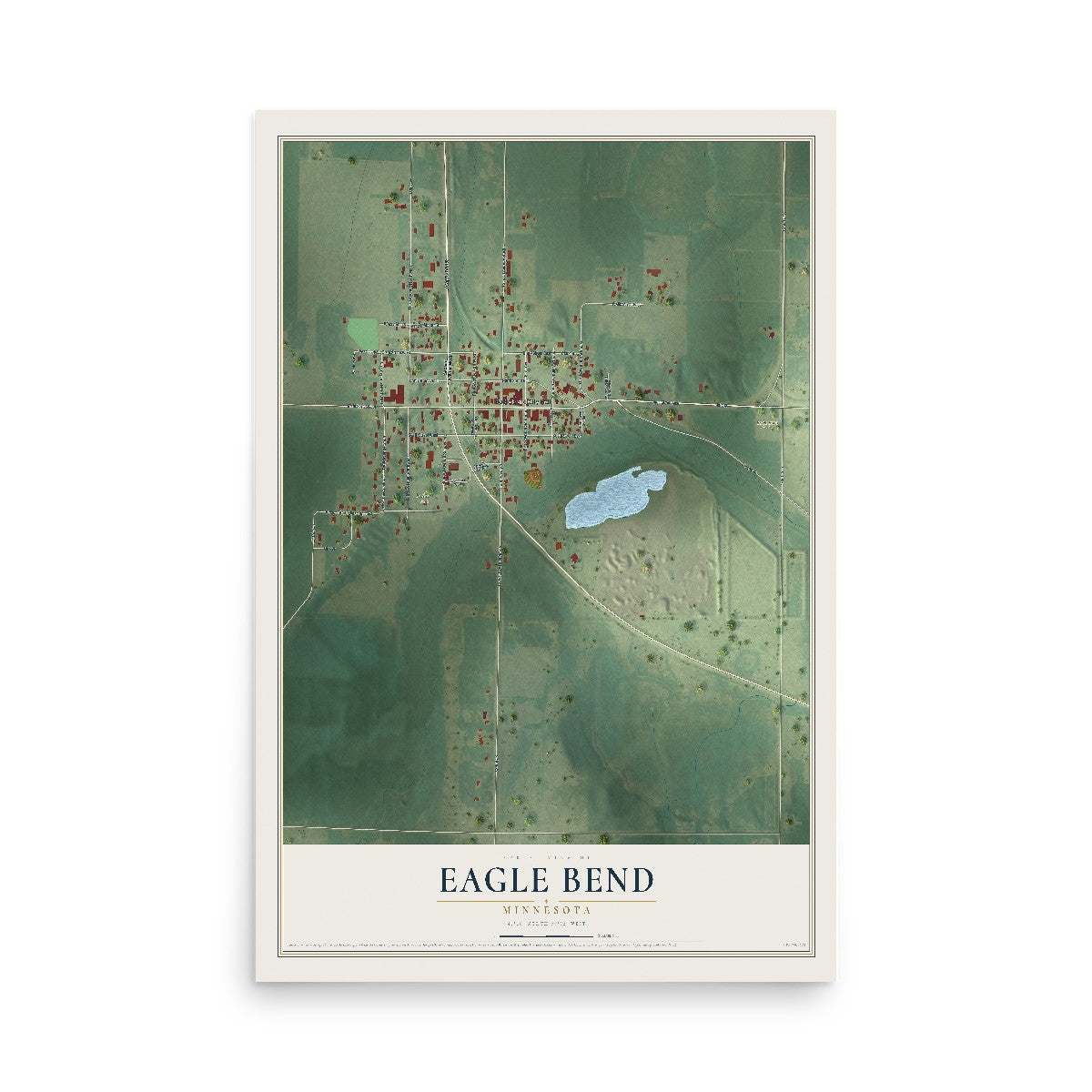 Map of Eagle Bend, Minnesota, 12 x 18 inch unframed archival matte print