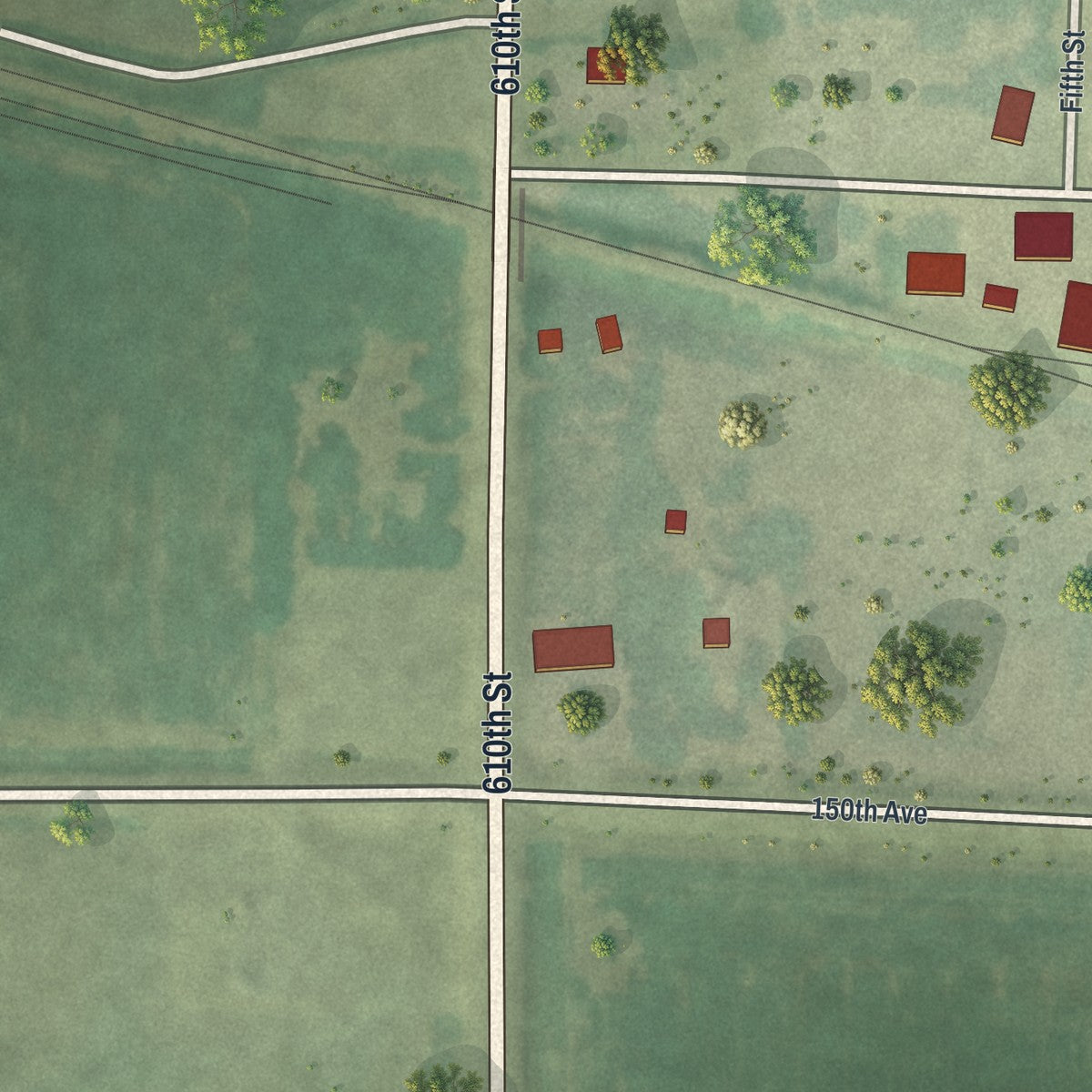 Second close-up of the map of Echo, Minnesota print showing more streets and buildings
