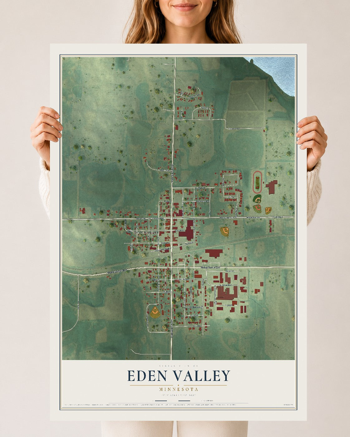 Map of Eden Valley, Minnesota, 24 x 36 inch unframed archival matte print